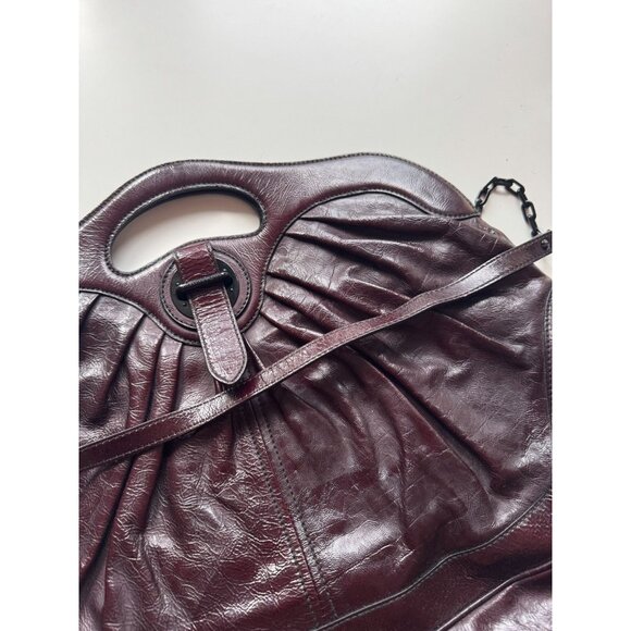 ALEXANDER MCQUEEN Oxblood Maroon Patent Leather Shoulder Bag Purse - Picture 5 of 16